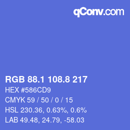 カラーコード: RGB 88.1 108.8 217 | qconv.com