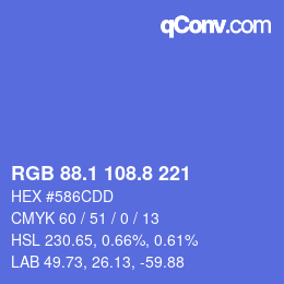 カラーコード: RGB 88.1 108.8 221 | qconv.com