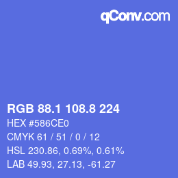 カラーコード: RGB 88.1 108.8 224 | qconv.com