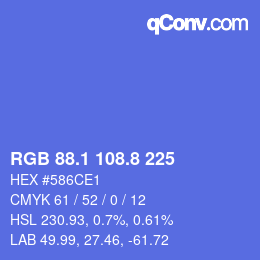 カラーコード: RGB 88.1 108.8 225 | qconv.com