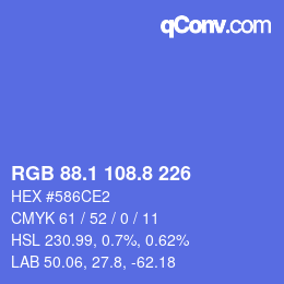カラーコード: RGB 88.1 108.8 226 | qconv.com
