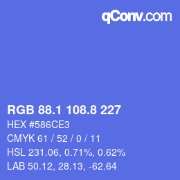 カラーコード: RGB 88.1 108.8 227 | qconv.com