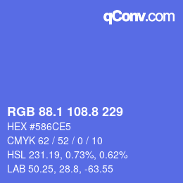 カラーコード: RGB 88.1 108.8 229 | qconv.com