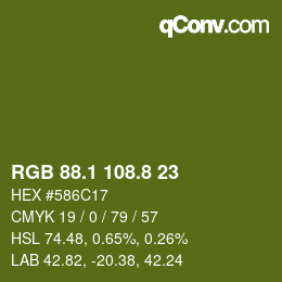 Color code: RGB 88.1 108.8 23 | qconv.com