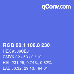 カラーコード: RGB 88.1 108.8 230 | qconv.com