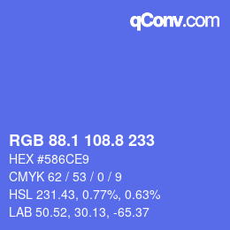 カラーコード: RGB 88.1 108.8 233 | qconv.com