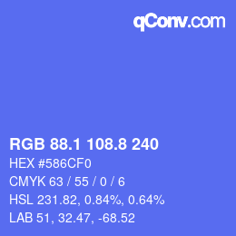 カラーコード: RGB 88.1 108.8 240 | qconv.com