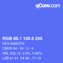 カラーコード: RGB 88.1 108.8 246 | qconv.com