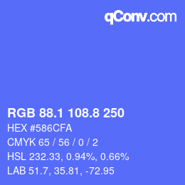 カラーコード: RGB 88.1 108.8 250 | qconv.com