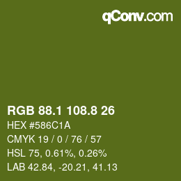 カラーコード: RGB 88.1 108.8 26 | qconv.com