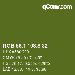 Color code: RGB 88.1 108.8 32 | qconv.com