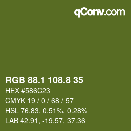 カラーコード: RGB 88.1 108.8 35 | qconv.com
