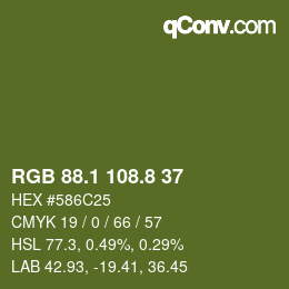 Color code: RGB 88.1 108.8 37 | qconv.com