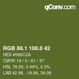 Color code: RGB 88.1 108.8 42 | qconv.com