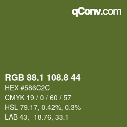 カラーコード: RGB 88.1 108.8 44 | qconv.com