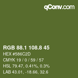カラーコード: RGB 88.1 108.8 45 | qconv.com