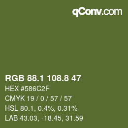 Color code: RGB 88.1 108.8 47 | qconv.com