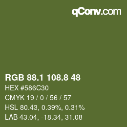 カラーコード: RGB 88.1 108.8 48 | qconv.com