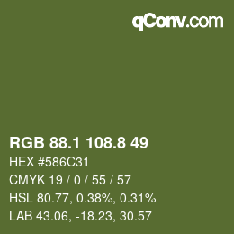 カラーコード: RGB 88.1 108.8 49 | qconv.com