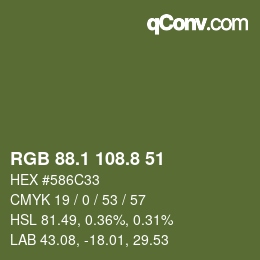 カラーコード: RGB 88.1 108.8 51 | qconv.com