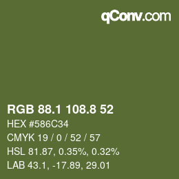 Color code: RGB 88.1 108.8 52 | qconv.com