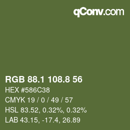 Color code: RGB 88.1 108.8 56 | qconv.com