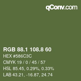 カラーコード: RGB 88.1 108.8 60 | qconv.com