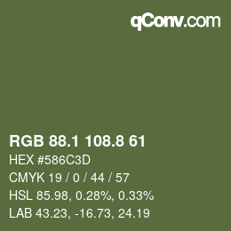 Color code: RGB 88.1 108.8 61 | qconv.com