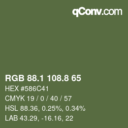 カラーコード: RGB 88.1 108.8 65 | qconv.com