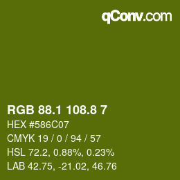 カラーコード: RGB 88.1 108.8 7 | qconv.com