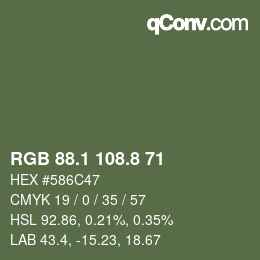 Farbcode: RGB 88.1 108.8 71 | qconv.com