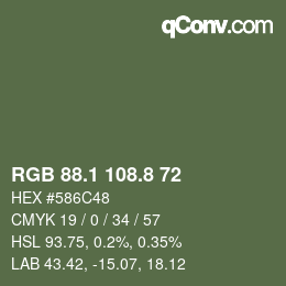 Color code: RGB 88.1 108.8 72 | qconv.com