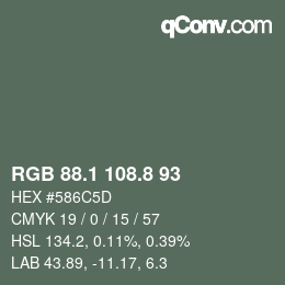 Color code: RGB 88.1 108.8 93 | qconv.com