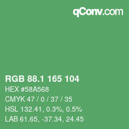 カラーコード: RGB 88.1 165 104 | qconv.com