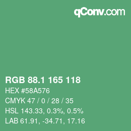 カラーコード: RGB 88.1 165 118 | qconv.com