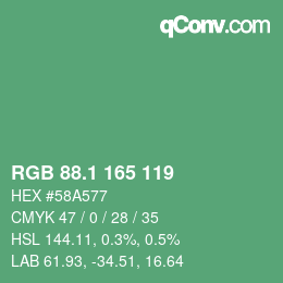 カラーコード: RGB 88.1 165 119 | qconv.com