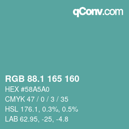 Farbcode: RGB 88.1 165 160 | qconv.com