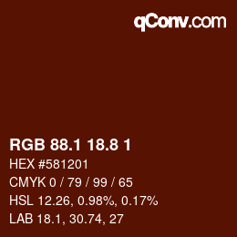 Color code: RGB 88.1 18.8 1 | qconv.com