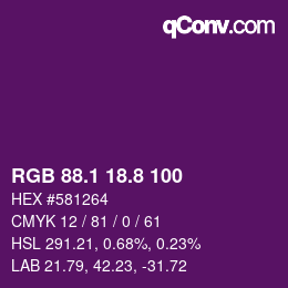 カラーコード: RGB 88.1 18.8 100 | qconv.com
