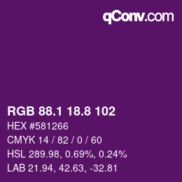 カラーコード: RGB 88.1 18.8 102 | qconv.com