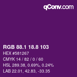 カラーコード: RGB 88.1 18.8 103 | qconv.com