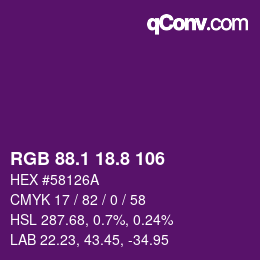 カラーコード: RGB 88.1 18.8 106 | qconv.com