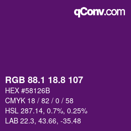 カラーコード: RGB 88.1 18.8 107 | qconv.com