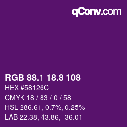 カラーコード: RGB 88.1 18.8 108 | qconv.com