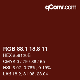 Color code: RGB 88.1 18.8 11 | qconv.com