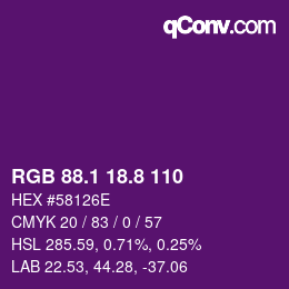 カラーコード: RGB 88.1 18.8 110 | qconv.com