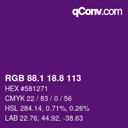 カラーコード: RGB 88.1 18.8 113 | qconv.com