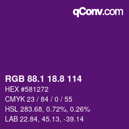 カラーコード: RGB 88.1 18.8 114 | qconv.com