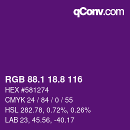 カラーコード: RGB 88.1 18.8 116 | qconv.com