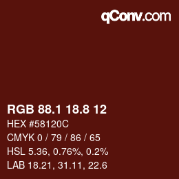 カラーコード: RGB 88.1 18.8 12 | qconv.com